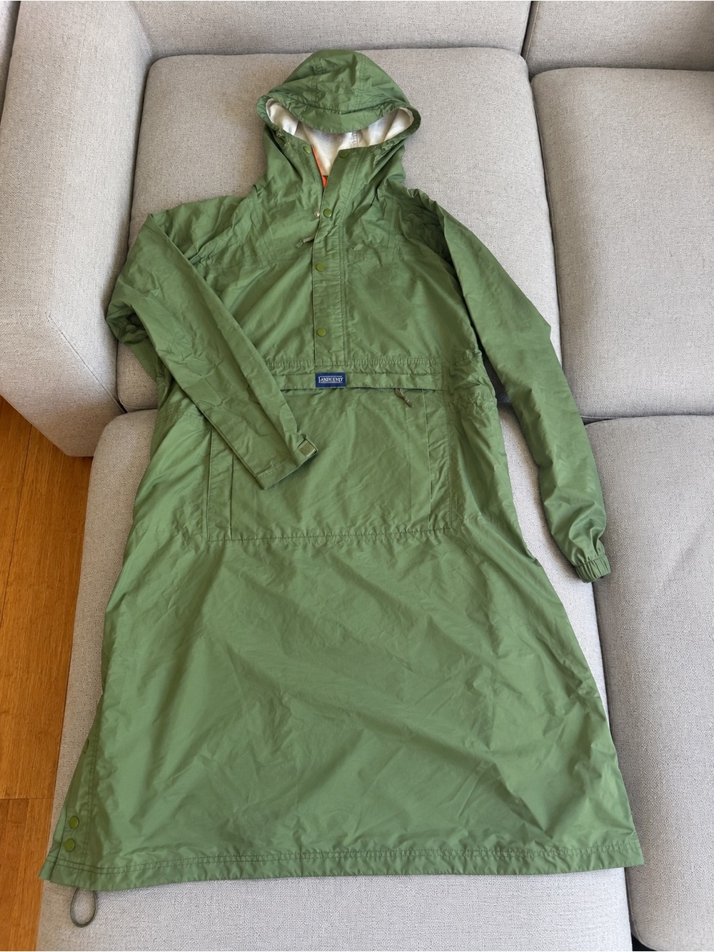 Lands' End Vintage Packable Anorak Long Rain Poncho / Parka Unisex XL